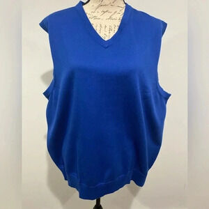Lands End 100% Supima Cotton Sweater Vest. Royal Blue. Size XL 46-48. NWT